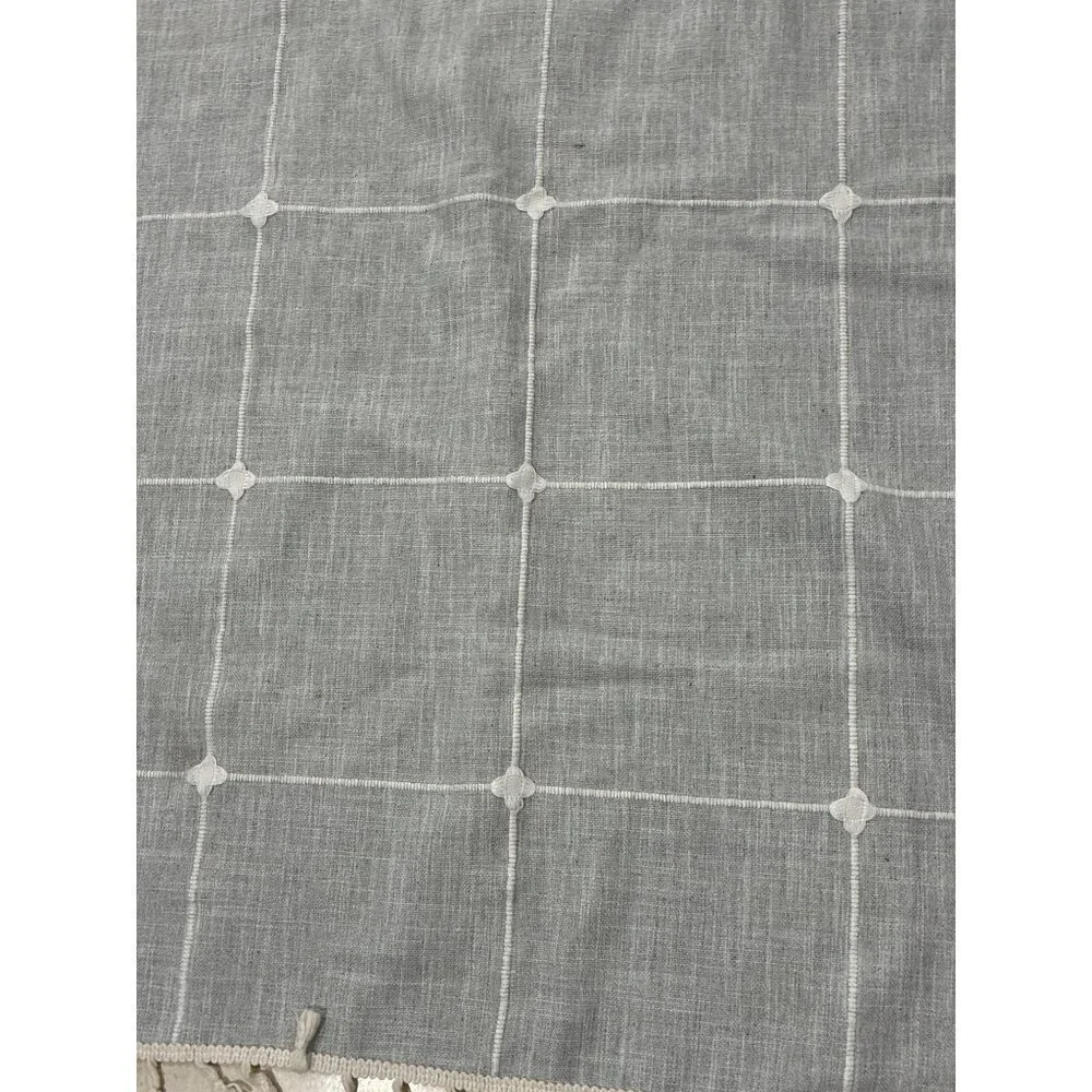 Tablecloth set grey and white patterned or throw blanket rectangular tassels